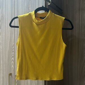 Mustard yellow mock turtle neck tank top